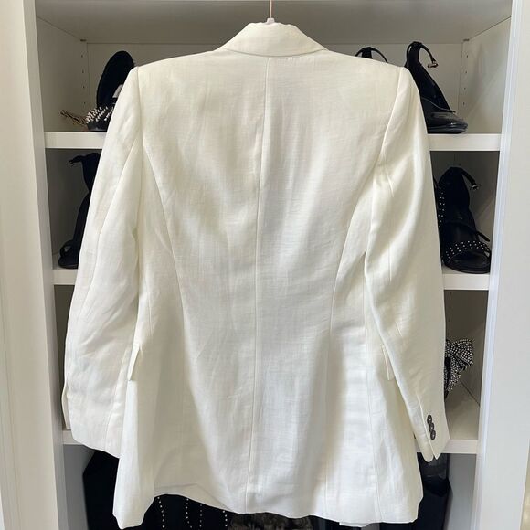 NWT White Linen Blend Double Breasted Blazer XS - Picture 7 of 13